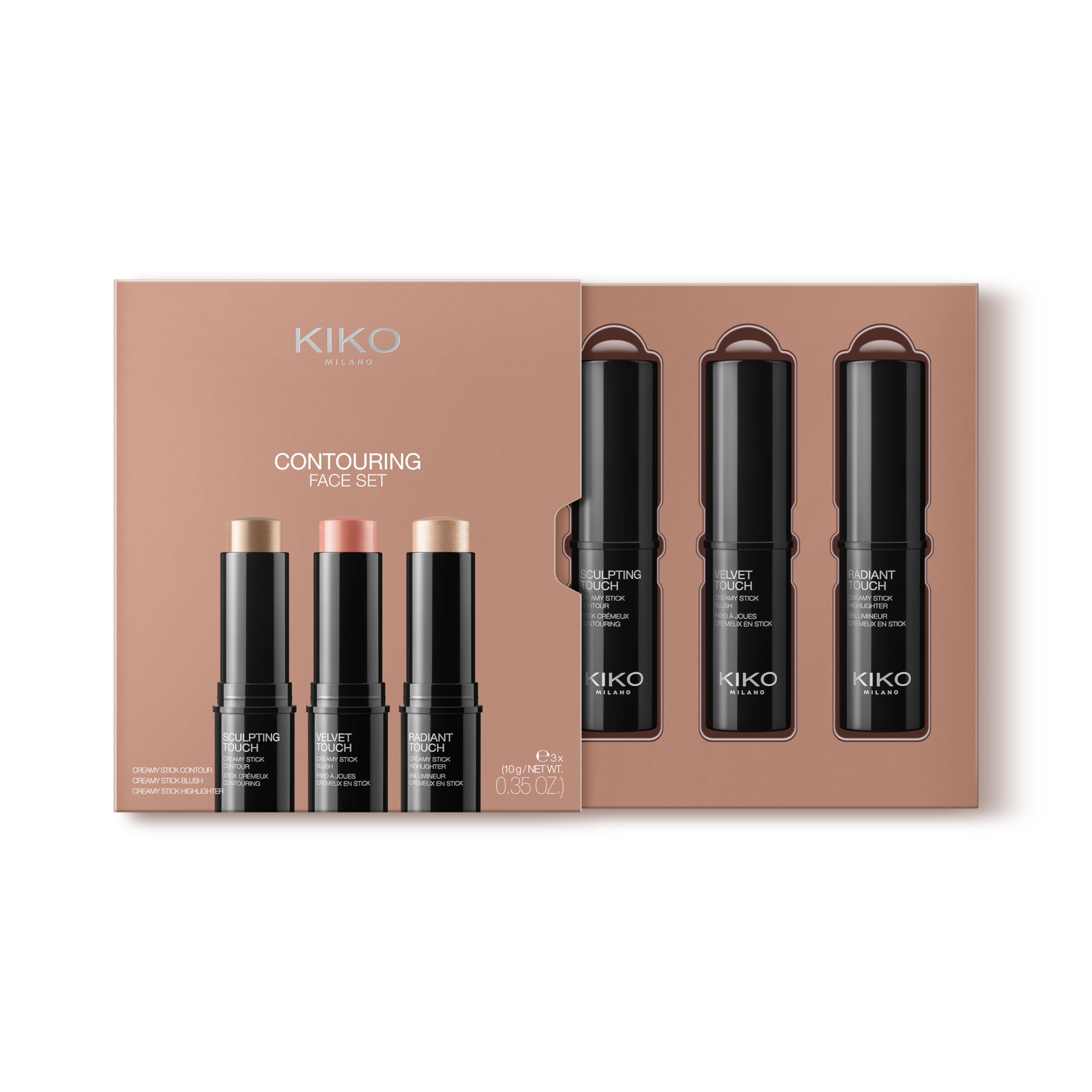 KIKO Milano Contouring Face Set 01| Make-Up Kit With 3 Sticks: Blush, Highlight And Face Contour - Image 4