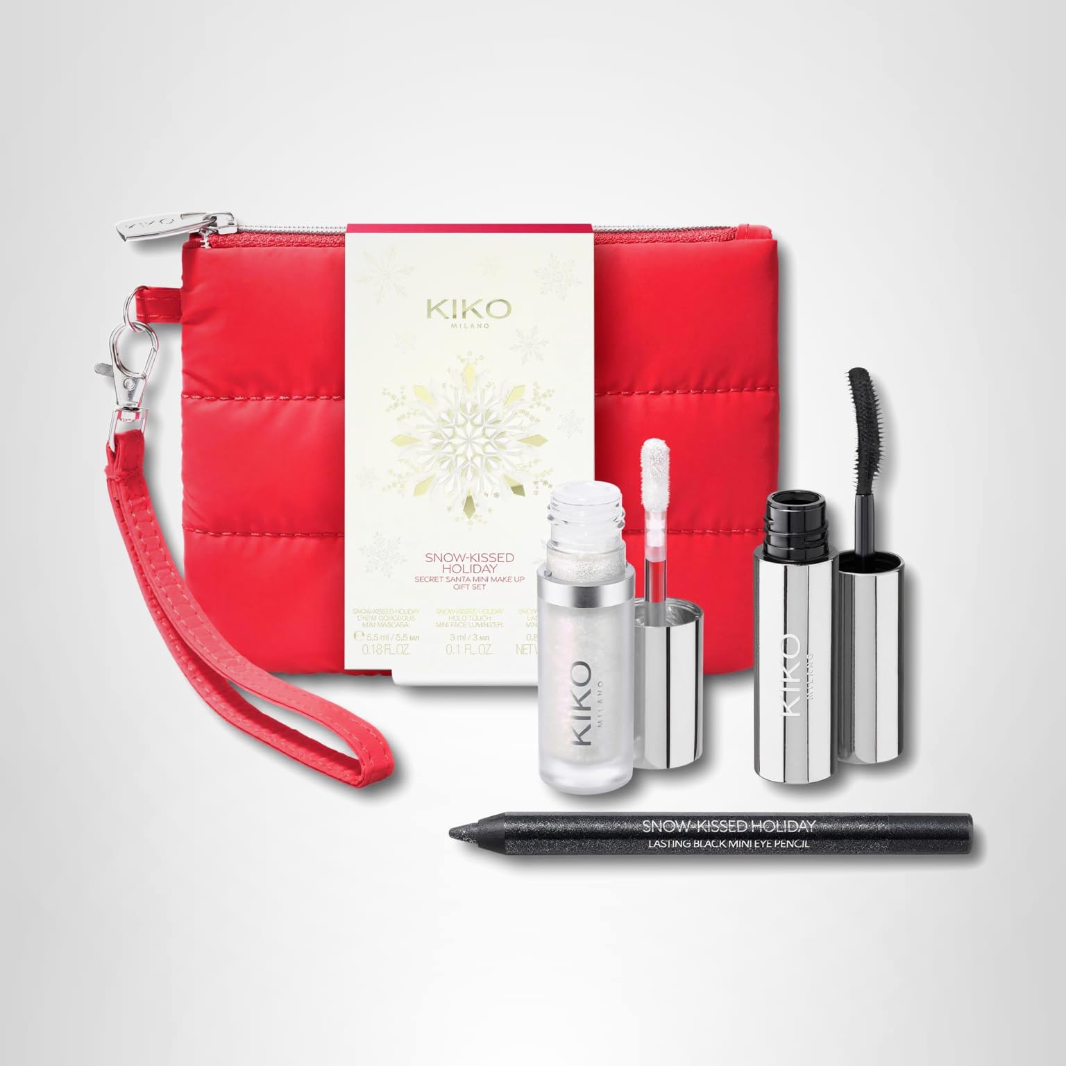 KIKO Milano|Snow-Kissed Holiday Secret Santa Mini Make Up Gift Set|Makeup Gift Set: volumising mascara, eye pencil, and liquid highlighter in miniature form - Image 5